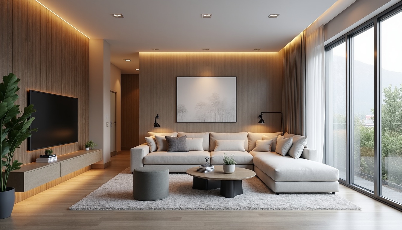 Ilustrație cu un computer deschis pe un site de firmă de design interior, arătând un spațiu amenajat elegant.